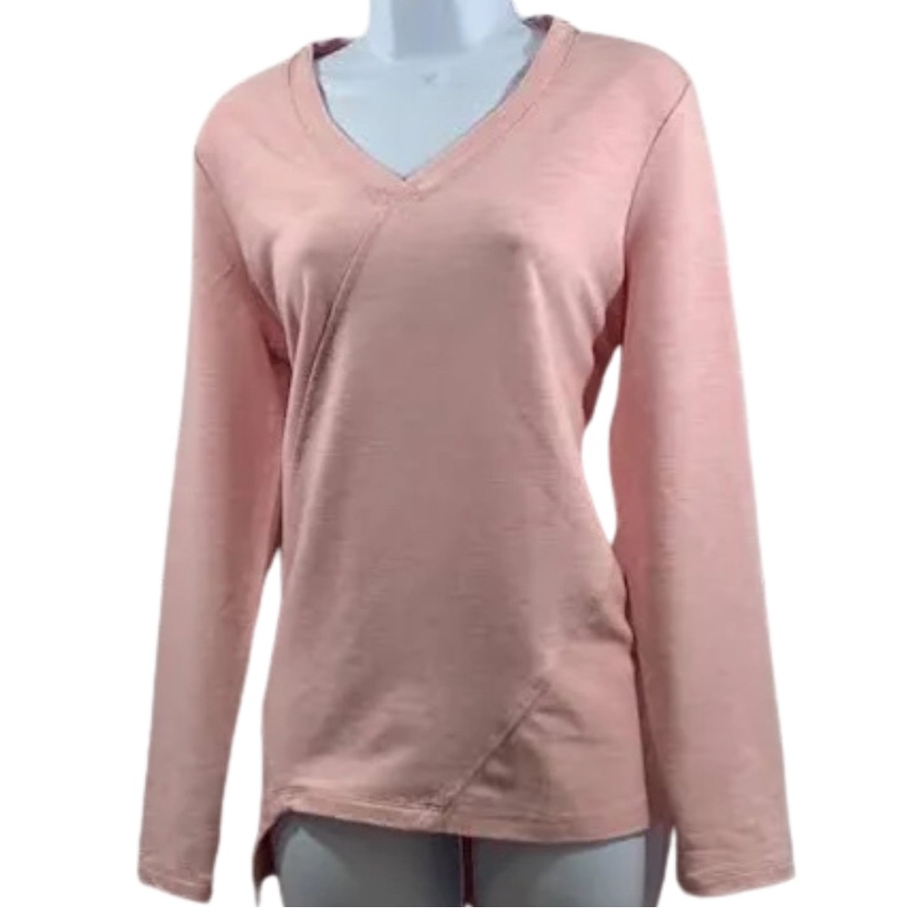 Westbound Long Sleeve V-Neck Top - Light Pink